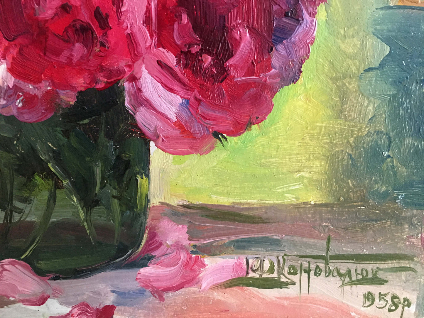 Oil painting Pink roses Konovalyuk Fedor Zotikovich