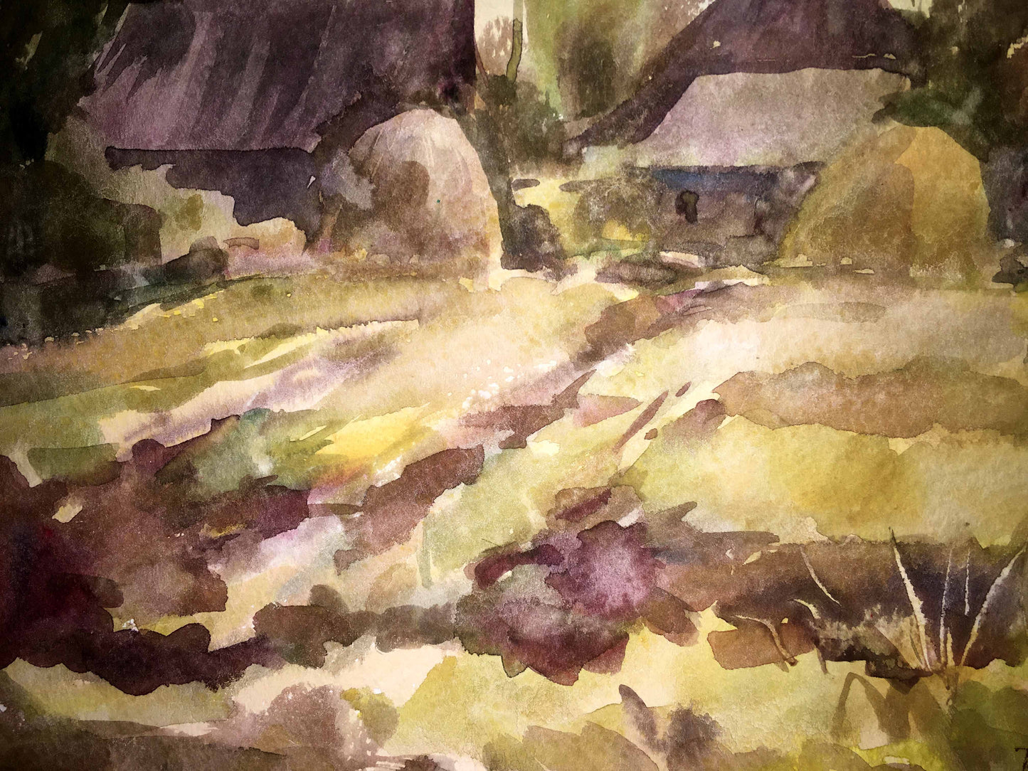 Fields landscape watercolor painting Viktor Mikhailichenko