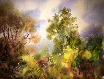 Watercolor painting Nature's Retreat Viktor Mikhailichenko