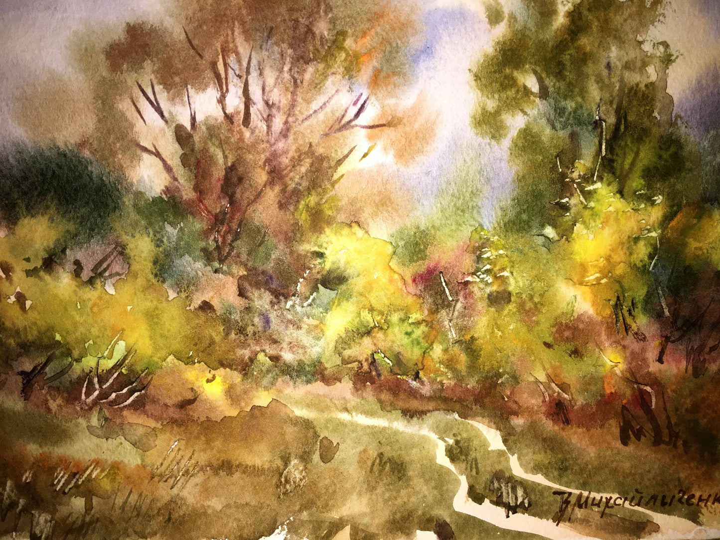 Watercolor painting Nature's Retreat Viktor Mikhailichenko