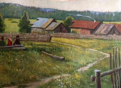 Oil painting depicting children at leisure