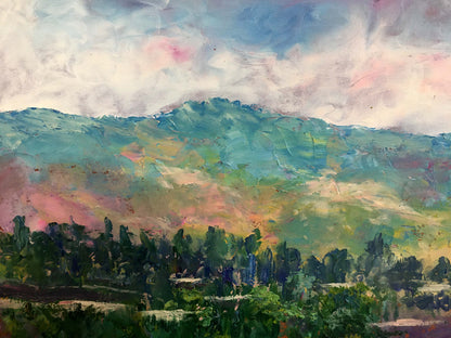 Oil painting A trip to another country Aishokoovk