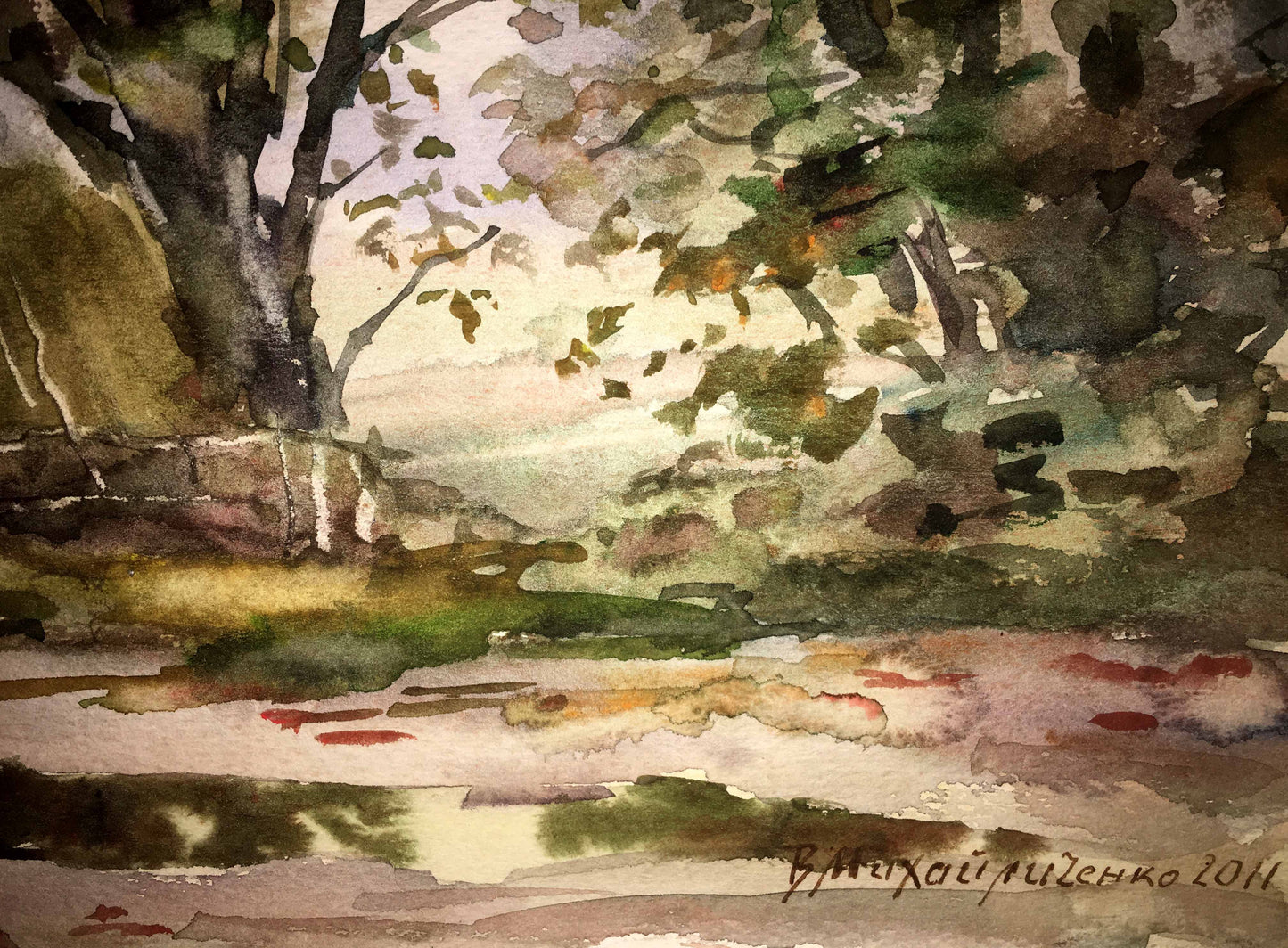 Viktor Mikhailichenko's watercolor painting capturing a "Forest"