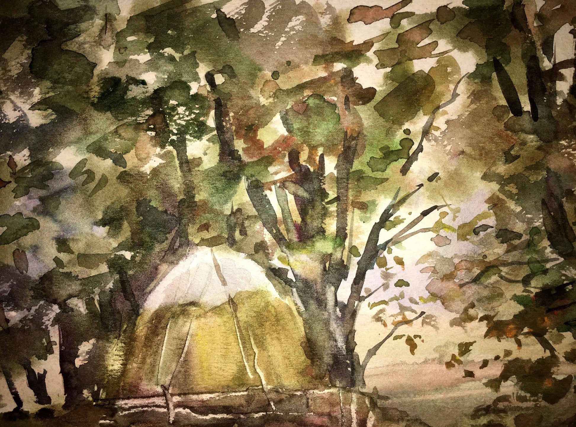 Viktor Mikhailichenko's interpretation of a "Forest" in watercolor