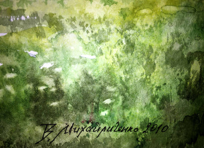 Green edge watercolor painting Viktor Mikhailichenko