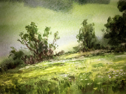 Green edge watercolor painting Viktor Mikhailichenko