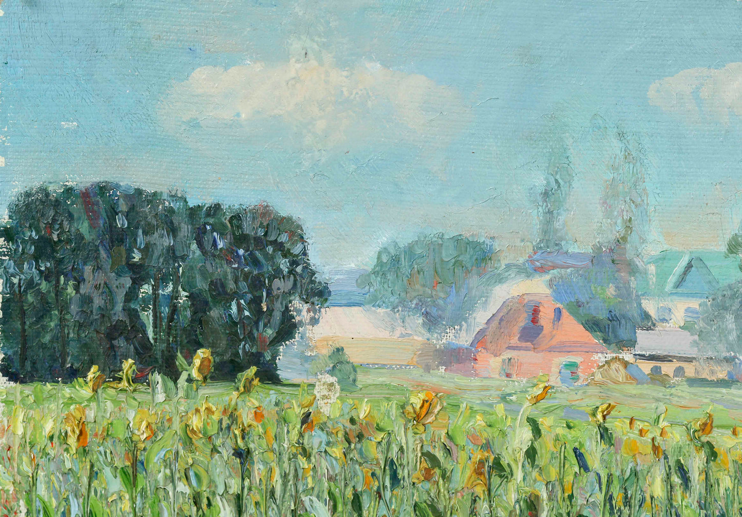 House in the fields oil painting