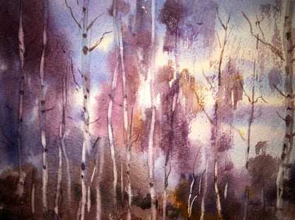 End the winter watercolor painting Viktor Mikhailichenko