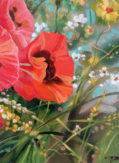 Oil painting Poppies Anatoly Borisovich Tarabanov