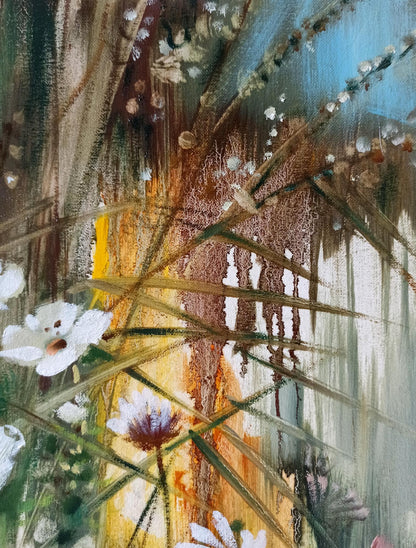 Abstract oil painting White flowers Anatoly Tarabanov