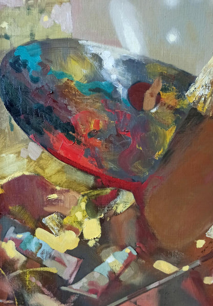 Abstract oil painting Apple saved Anatoly Borisovich Tarabanov