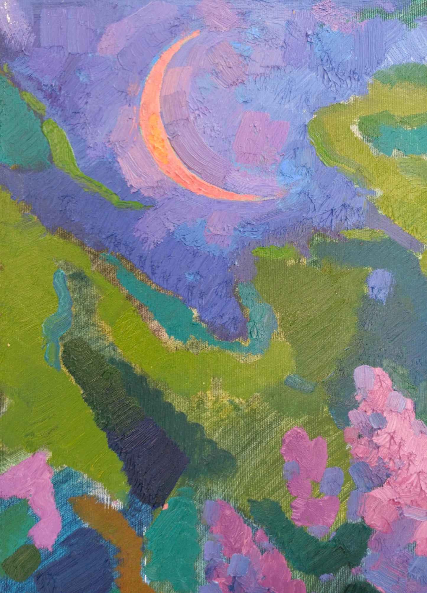 oil painting moon