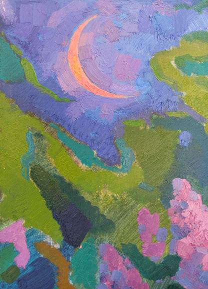 oil painting moon