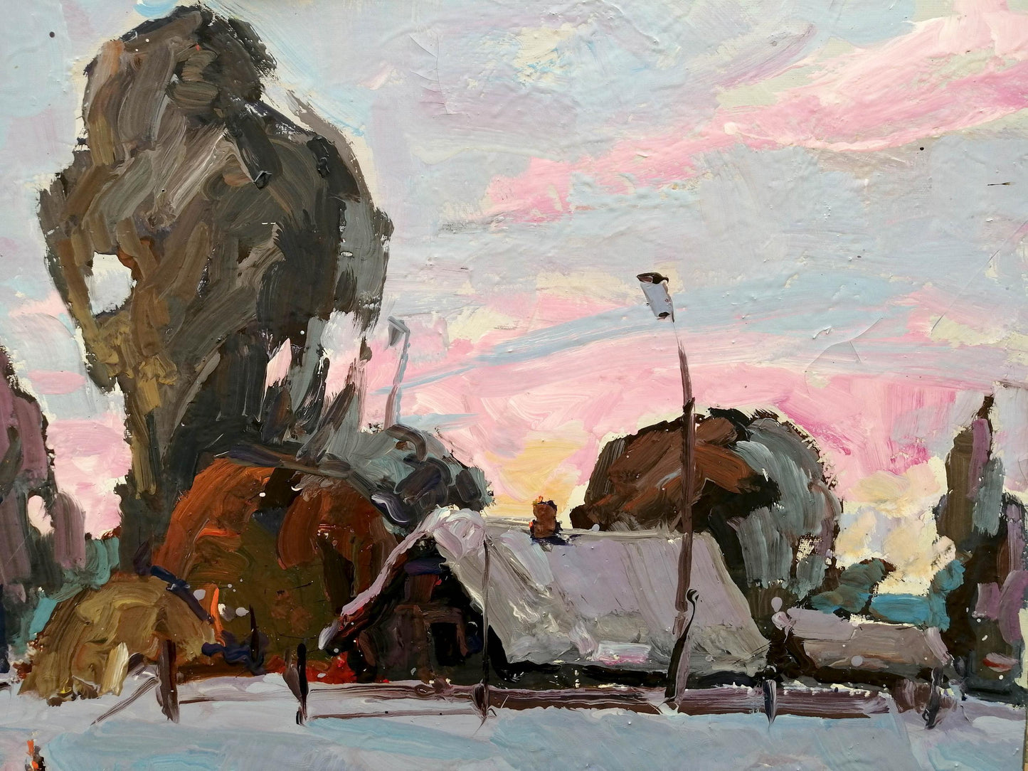 Oil Painting  Village landscape Art