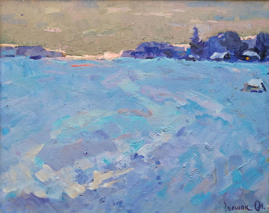 Oil painting Winter evening Ivanyuk Alex