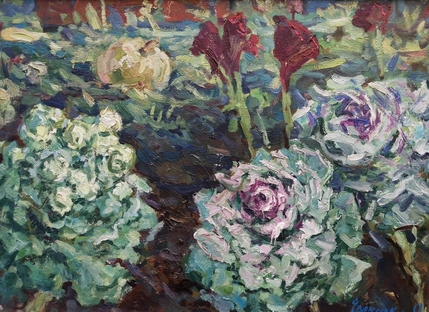 Oil painting Cabbage in the garden Ivanyuk Alex