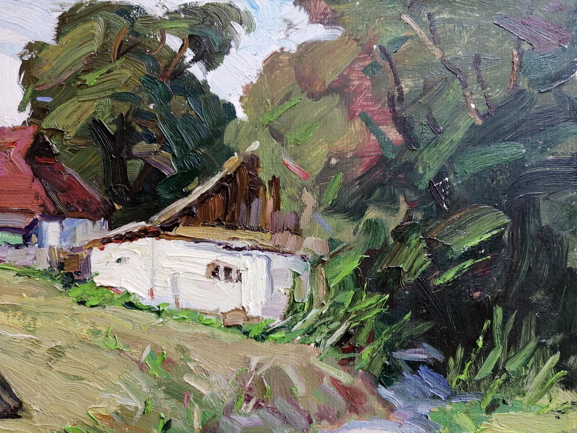 Oil Painting Nature Landscape Village