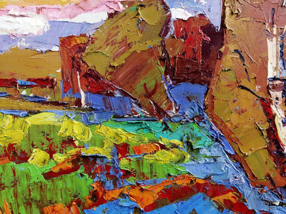 Oil Painting Nature Landscape Village landscape Art