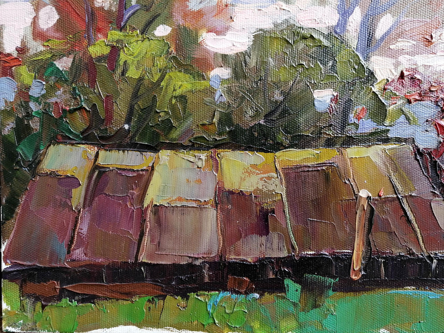 Oil Painting Nature Landscape Village