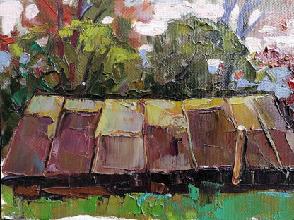 Oil Painting Nature Landscape Village