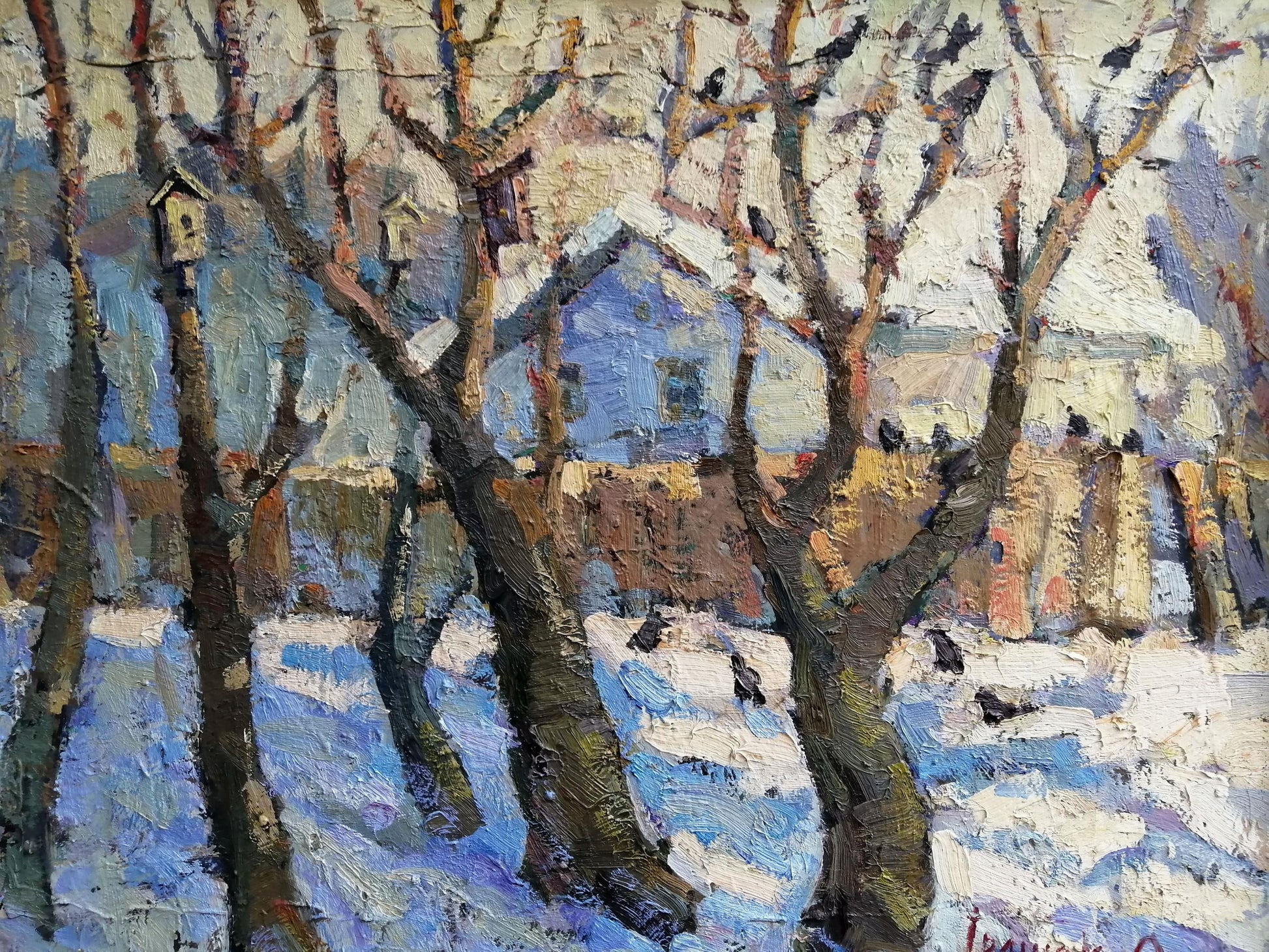 Oil Painting Nature Landscape Village landscape Art