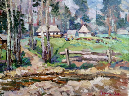 Oil Painting Nature Landscape Village landscape ArtMountain Landscape