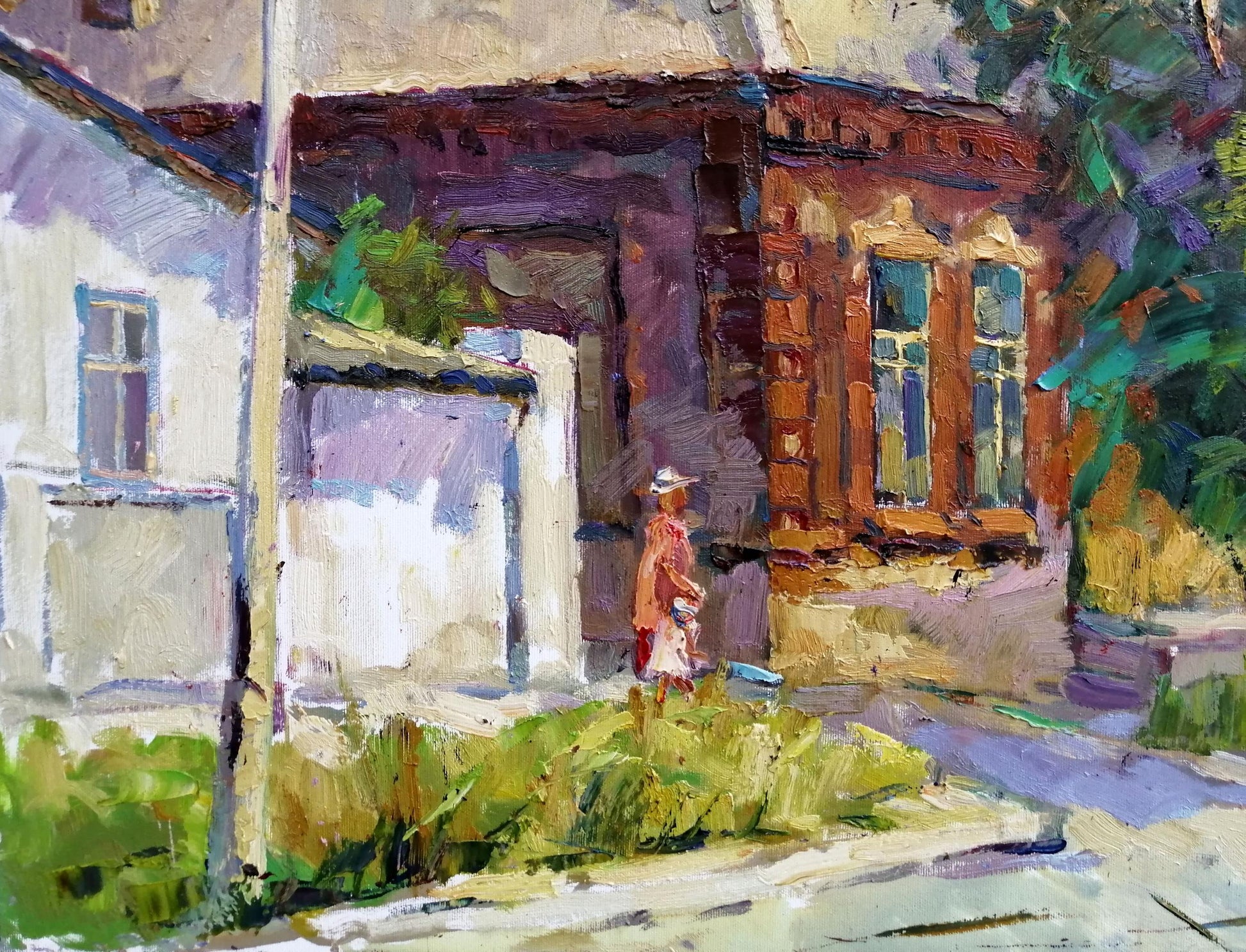 Oil painting  landscape Old Town 