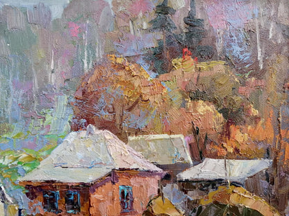 Oil painting Autumn garden 