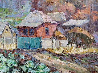 Village landscape Art Autumn 