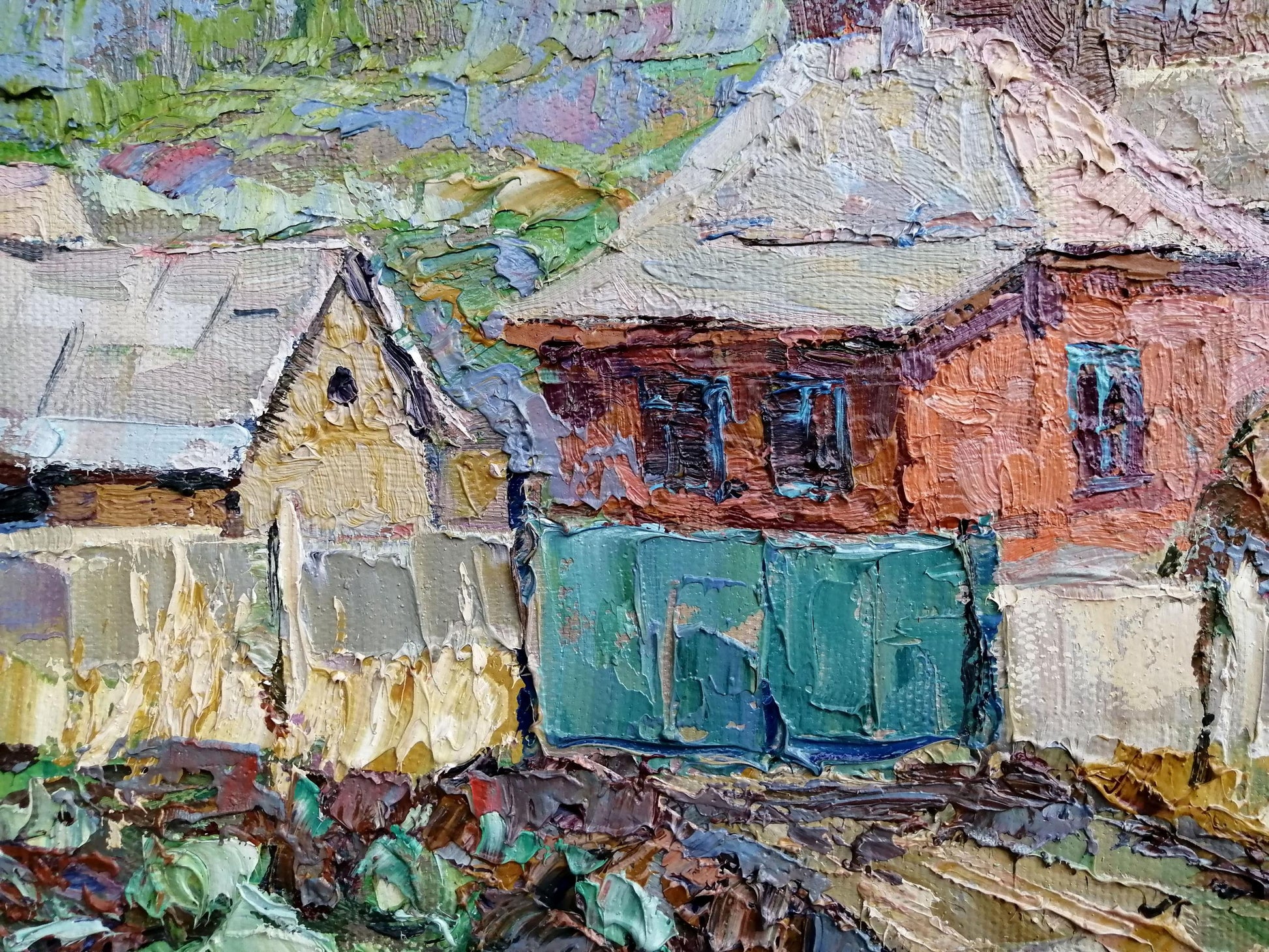 Oil Painting Nature Landscape Village