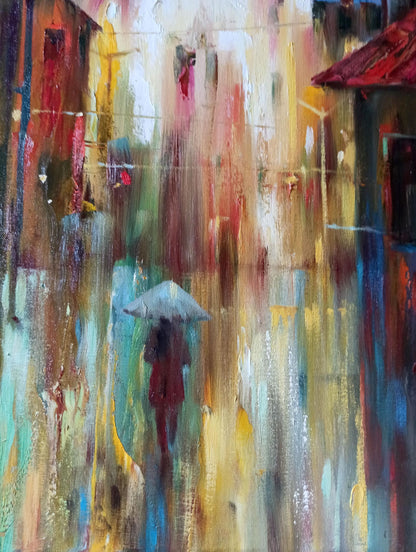 Tarabanov's oil painting depicts the mystery and allure of a nighttime cityscape