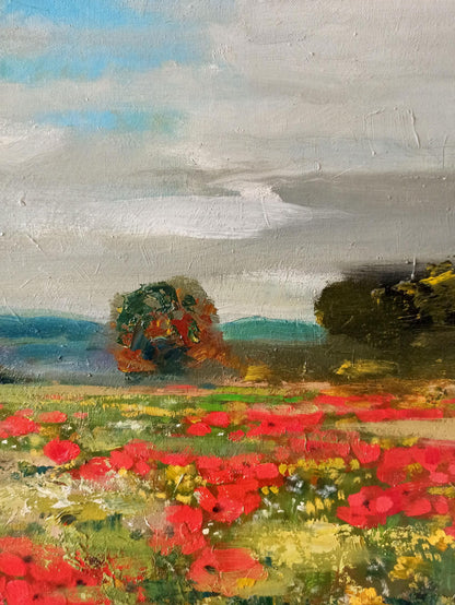 Oil painting Poppy field Anatoly Borisovich Tarabanov