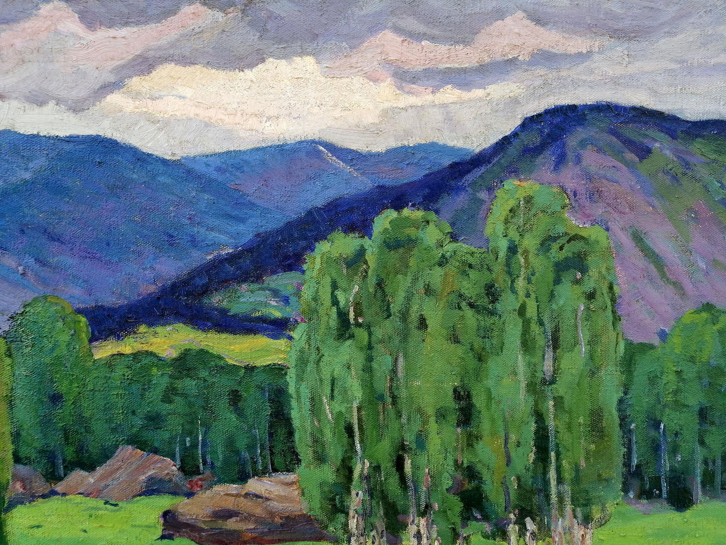 The forest in the mountains captured in oils by Vasily Andreevich Klyuchnik