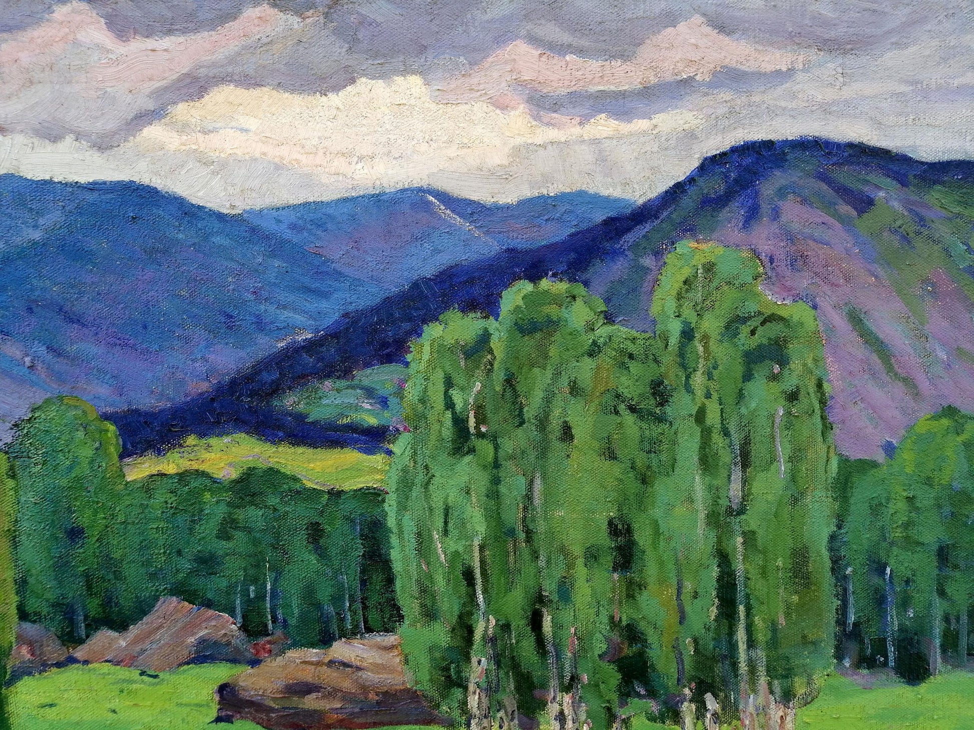 The forest in the mountains captured in oils by Vasily Andreevich Klyuchnik
