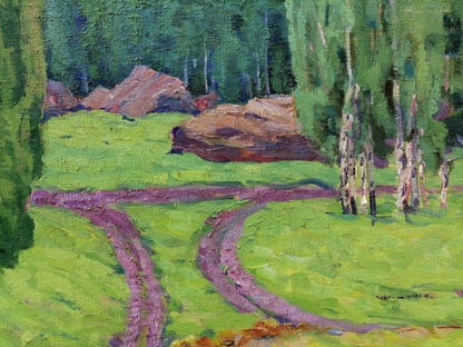 Oil depiction of a forest in the mountains by Vasily Andreevich Klyuchnik