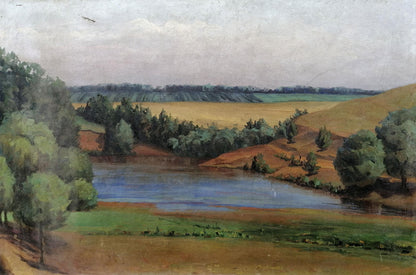 Oil painting Forest Lake Unknown artist