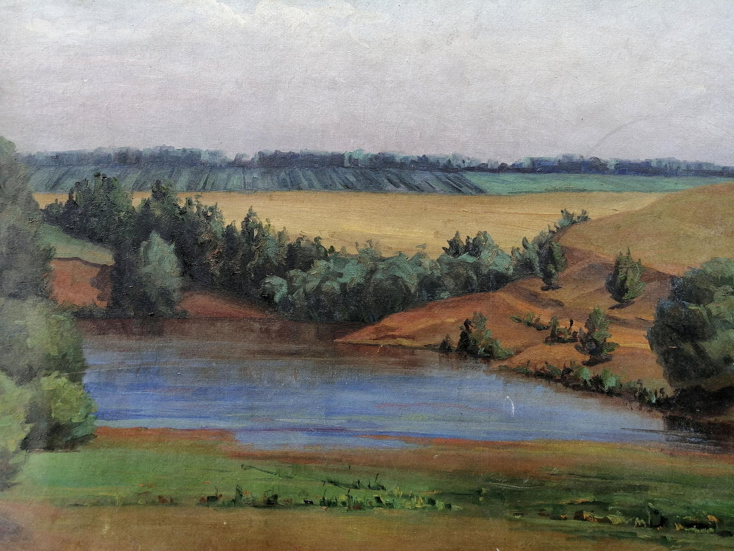 Oil painting Forest Lake Unknown artist