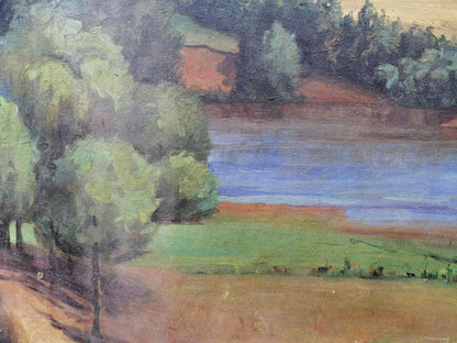 Oil painting Forest Lake Unknown artist