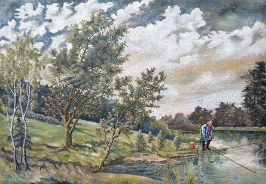 Oil painting Fishing Unknown artist