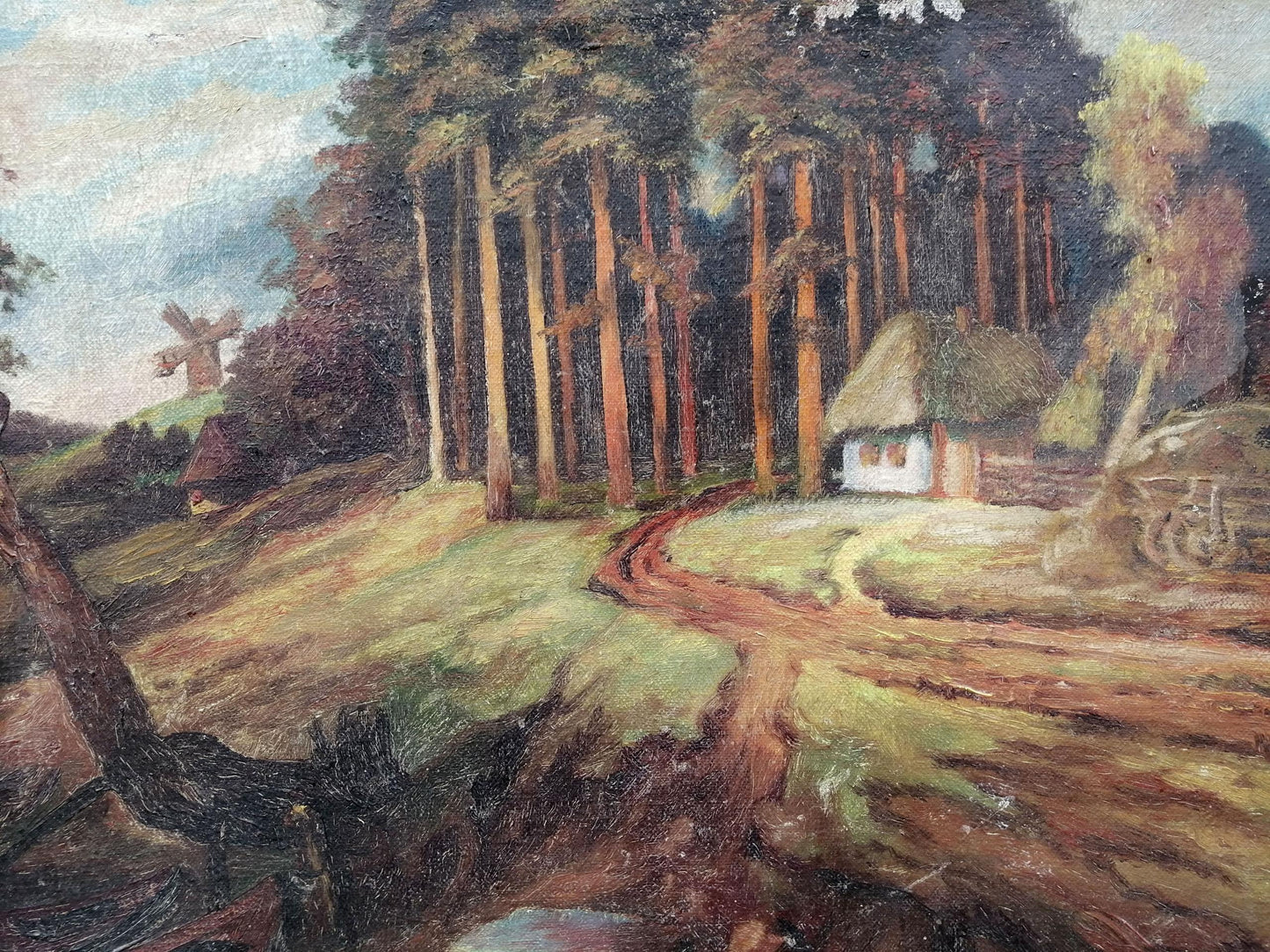 Oil painting House near the forest Unknown artist