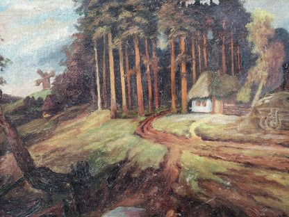 Oil painting House near the forest Unknown artist