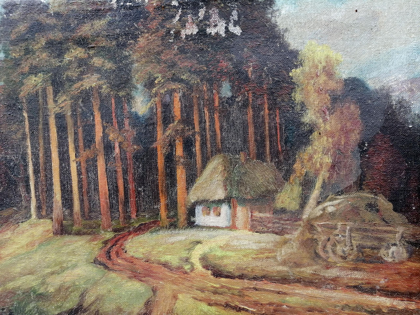 Oil painting House near the forest Unknown artist