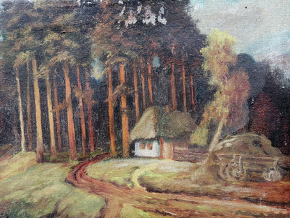 Oil painting House near the forest Unknown artist