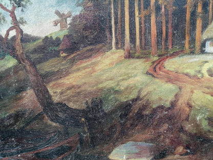 Oil painting House near the forest Unknown artist