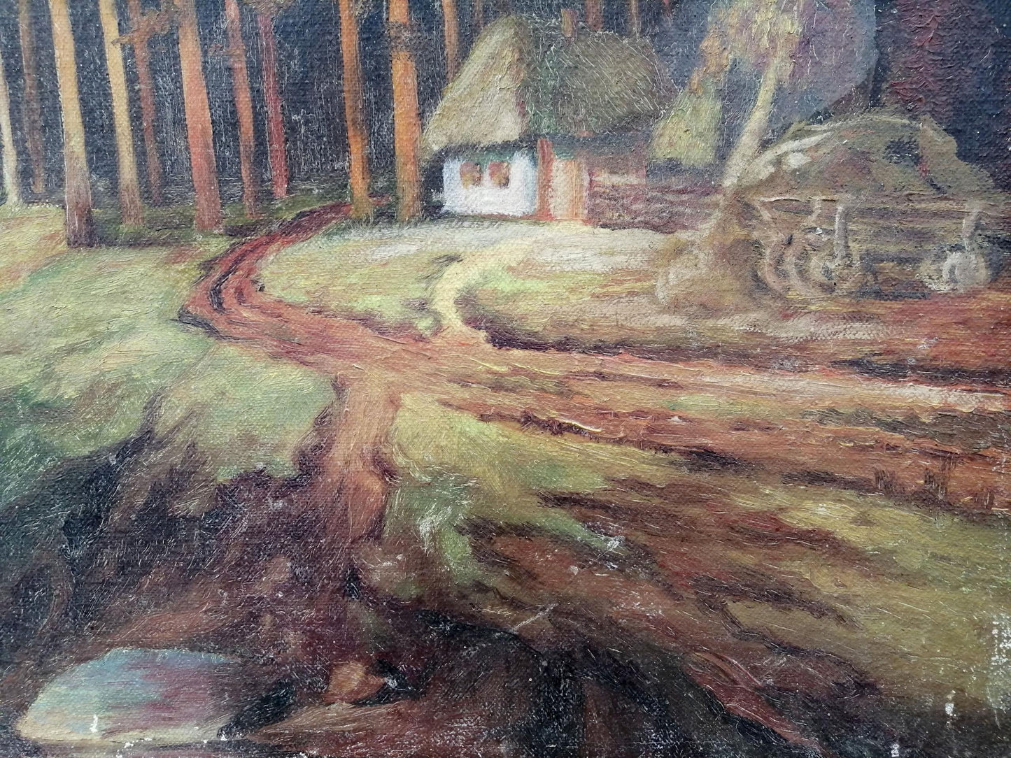 Oil painting House near the forest Unknown artist