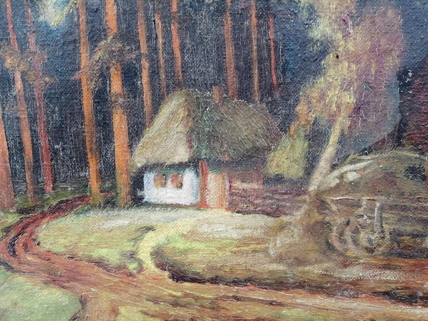 Oil painting House near the forest Unknown artist