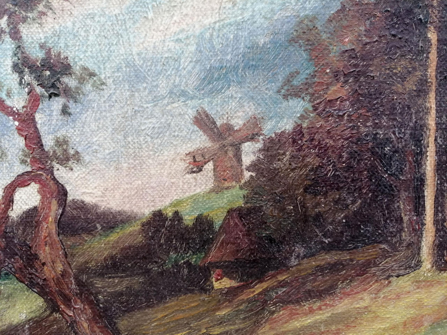 Oil painting House near the forest Unknown artist