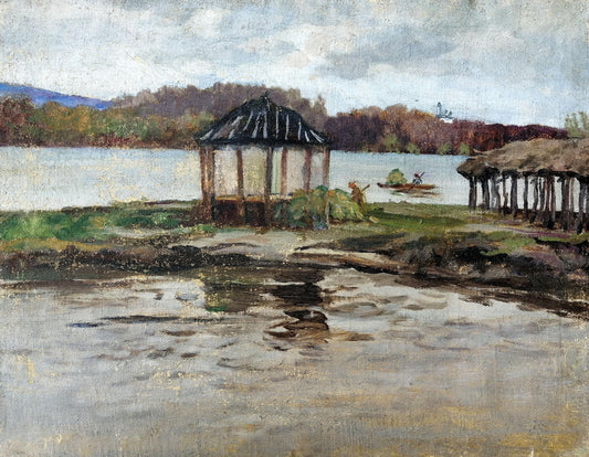 Oil painting Rest by the river Unknown artist