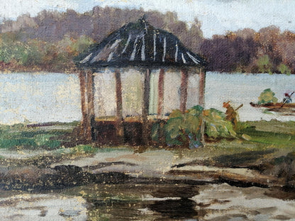Rest by the River depicted in oil by an unidentified artist
