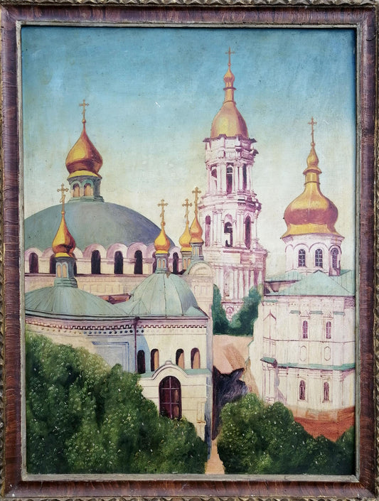 Oil painting Church landscape Unknown artist